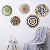 Hanging Woven Wall Basket Decor, Handmade Decorative Rustic Boho Wall Basket Decor Handcrafted Wicker Round Seagrass Basket Wall Art Decorative Basket for Home Dcor (C, Middle) view 4