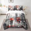 Feelyou Famous Big Ben Bed in a Bag Retro London Bedding Set Telephone Booth Comforter Set Queen Size 7 Pieces Red Gray UK Cityscape Bed Set with Comforter, Sheet Set, Pillowcases, Pillow Covers view 1