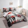Feelyou Famous Big Ben Bed in a Bag Retro London Bedding Set Telephone Booth Comforter Set Queen Size 7 Pieces Red Gray UK Cityscape Bed Set with Comforter, Sheet Set, Pillowcases, Pillow Covers view 2