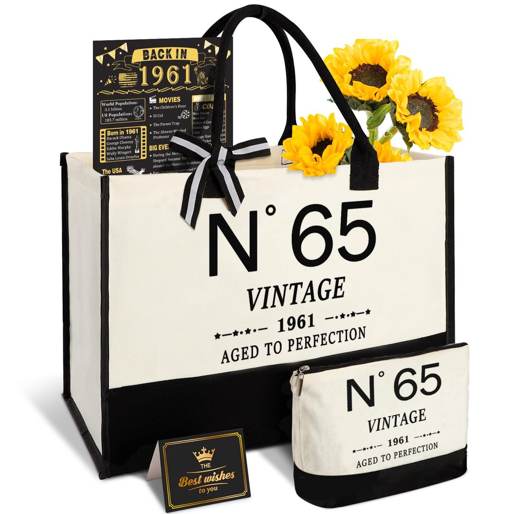 65th Birthday Gift for Women-N65Canvas Tote Bag,Makeup Bag,Back in Poster