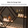 3-Tiers wall mounted metal wine holder,Modern Bar Floating wine rack with Led Lights,Industrial Iron Wine Shelf With Wine Glass Holder,Large Liquor Bar Display Shelf,Large-Capacity,For Kitchen,Bar(Gol view 4