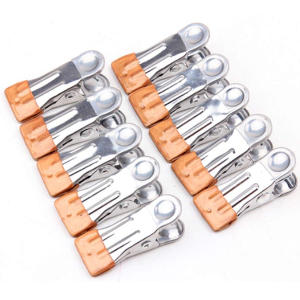 ZMQJEQANBG 20 Pcs/Set of Multifunctiol Clothespins, Windproof and Non-Slip Metal Clothespins, Non-Slip Drying Racks, Drying Clips Clothespin(Gold)