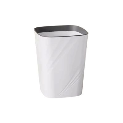 DINBOZ26X Garbage Can Living Room Trash Can Household High-grade Enlarged Toilet Bathroom Bedroom Kitchen Dormitory Office Pressure Ring Paper Basket Wastepaper Basket(White,S)