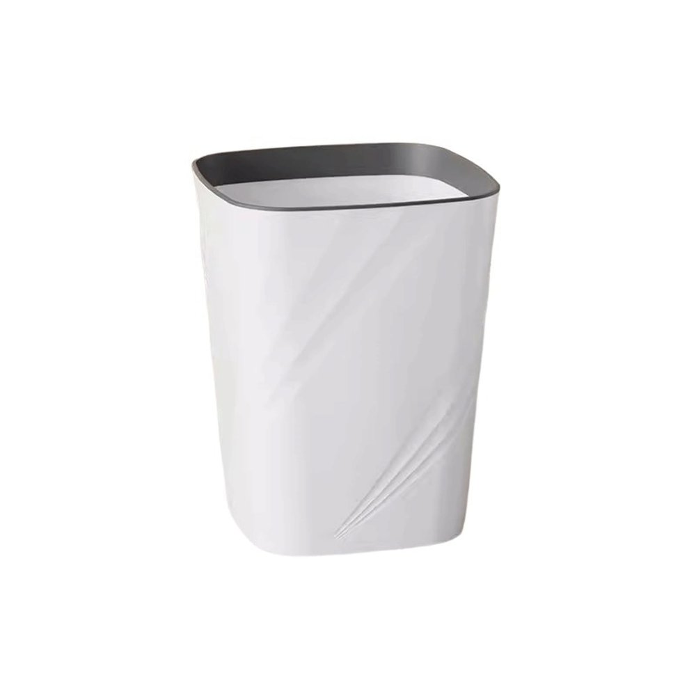 DINBOZ26X Garbage Can Living Room Trash Can Household High-grade Enlarged Toilet Bathroom Bedroom Kitchen Dormitory Office Pressure Ring Paper Basket Wastepaper Basket(White,S)