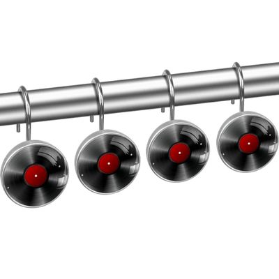 HomeLoft Basics 12 PCS Decorative Shower Curtain Hooks,Printed Vinyl Record Shower Hooks for Bathroom Shower Rod Curtains Home Dcor, 3.7x3.7cm/1.45x1.45in, hengshengpeng 001