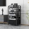 3/4/5 Tier AV Audio-Video Media Stand with Adjustable Shelves, Home Stereo System Entertainment Components Cabinet for Gaming, Meeting, Living, Recording Room, Black(With Drawers-4 Tier 50X40X100CM) view 1