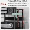 3/4/5 Tier AV Audio-Video Media Stand with Adjustable Shelves, Home Stereo System Entertainment Components Cabinet for Gaming, Meeting, Living, Recording Room, Black(With Drawers-4 Tier 50X40X100CM) view 3