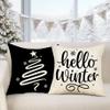 4TH Emotion Black Christmas Pillow Covers 18x18 Set of 4 Farmhouse Xmas Decorations Snowflake Hello Winter Holiday Decor Throw Cushion Case for Home Couch S24C15 view 4
