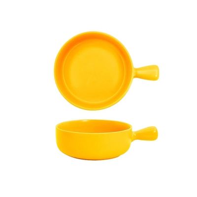 Baking Dish 500ML Oven Baked Rice Bowl Ceramic Fruit Salad Bowl Baking Single Handle Baking Pan Household Breakfast Bowl Plate bakeware(Orange)