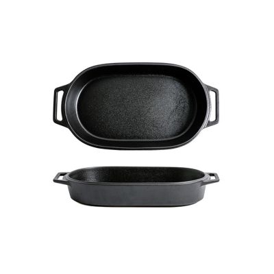Baking Dish Oven Special Dish Double Ear Ceramic Baking Dish Cheese Baked Rice Plate Creative Commercial Microwave Baking Dish bakeware(38.5cm)