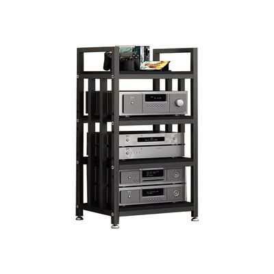Aimery Stereo Component Cabinet Media Stand Freestanding, Modern Audio-Video Shelving 4 Shelf Unit Racks, Open-Ended Electronics Equipment Shelf(Black C)