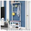 MIIKHI Heavy Clothes Rails Metal Coat Rack Standing, Inrial Entryway Coat Tree with 2-Tier Shoe Rack and Shoe Bench, for Hallway/White B/100Cm (White B 80Cm) view 1
