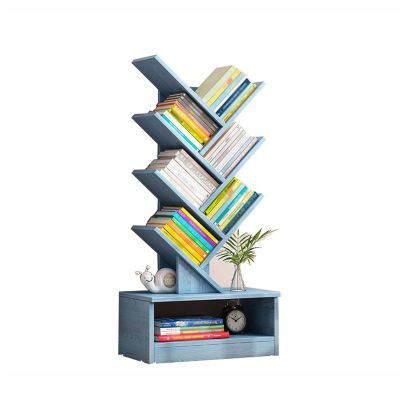 HUHJYUGE 6/8/10 Tier Tree Bookshelf, Tall Bookcase with with Storage Drawers, Freestanding Book Shelf, Display Floor Standing Storage Shelf, Book Organizer Shelves (B 100cm)