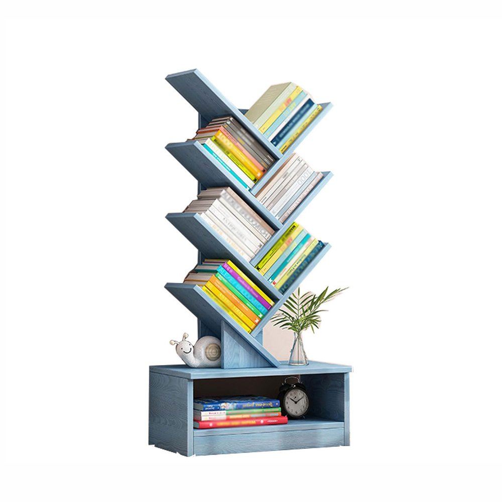 HUHJYUGE 6/8/10 Tier Tree Bookshelf, Tall Bookcase with with Storage Drawers, Freestanding Book Shelf, Display Floor Standing Storage Shelf, Book Organizer Shelves (B 100cm)