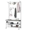 MIIKHI Coat Rack Shoe Bench Hallway Coat Stand Freestanding Hanger with Shoe Rack Bench, 11 Hooks, Anti-tip Kits Rust-Proof Metal Frame, for The Family Bedroom Hall (White Gray 80cm) view 1