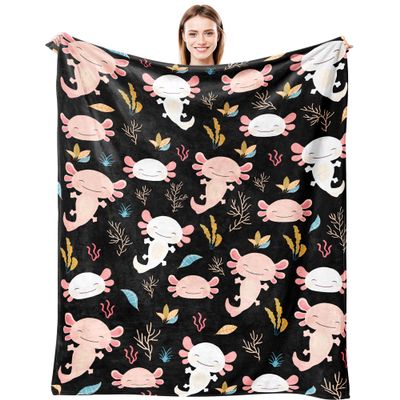 Axolotl Blanket Ultra Soft Flannel Throw Blanket Gifts for Axolotl Lovers Blankets for Girls Boys Kids Women Adults Stuff 80"X 60"