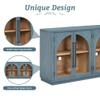JIVOIT Retro Style Sideboard with Adjustable Shelves, 4-Door Large Storage Cabinet with Metal Handles and Glass Doors, Wood Coffee Bar Cabinet Buffet Table for Dining Room, Living Room (Navy * 299) view 4