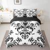 Erosebridal Baroque Damask Bed in A Bag 7 Piece Black White Gothic Boho Floral Queen Bedding Set with Sheets Abstract Geometric Flowers Comforter Set European Victorian Reversible Bed Set view 1
