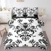 Erosebridal Baroque Damask Bed in A Bag 7 Piece Black White Gothic Boho Floral Queen Bedding Set with Sheets Abstract Geometric Flowers Comforter Set European Victorian Reversible Bed Set view 3