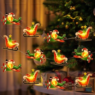 Coquimbo Christmas Lights Indoor Decorations, 10FT 30 LED Santa Claus Sleigh Christmas Tree String Lights Fairy Lights for Home Decor Xmas Tree Indoor Outdoor Holiday Party Decorations