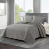 BQUJSML Quilted Bedspread Throw-King with Pillow Shams Reversible Embossed Double Throws Coverlet Soft Lightweight Quilt Bedspread Machine Washable for Bedding Decor(Grey,220 * 240cm) view 1