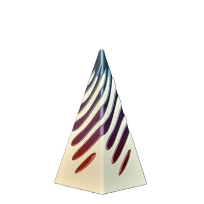 Znet3D Impossible Pyramid Passthrough Sculpture, Pyramid Decor, Home/Office Desktop Figurine, Art Decoration, Anxiety Relief for Adults, White Base (Rainbow)
