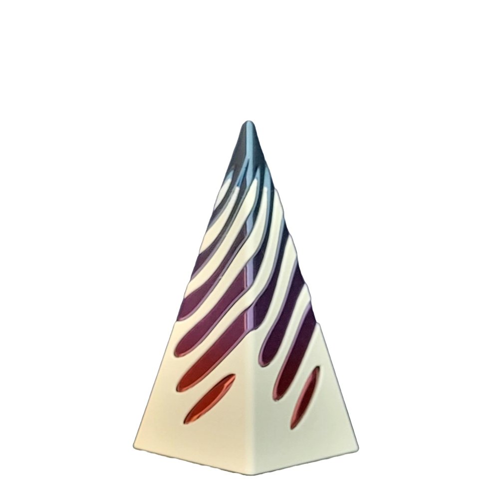 Znet3D Impossible Pyramid Passthrough Sculpture, Pyramid Decor, Home/Office Desktop Figurine, Art Decoration, Anxiety Relief for Adults, White Base (Rainbow)