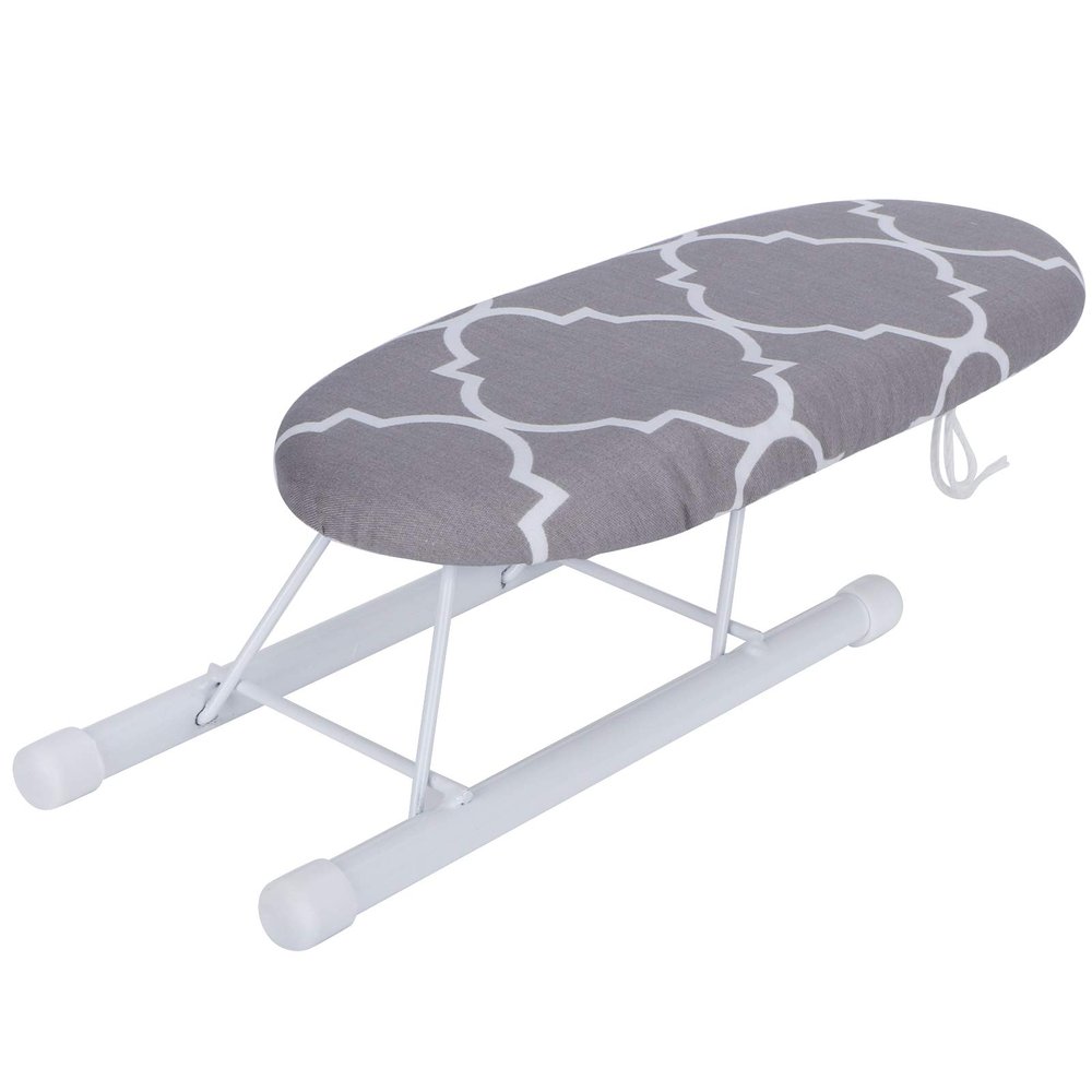 Mini Ironing Board Foldable Cuffs Collars Ironing Table Home Travel Use (classic grid)