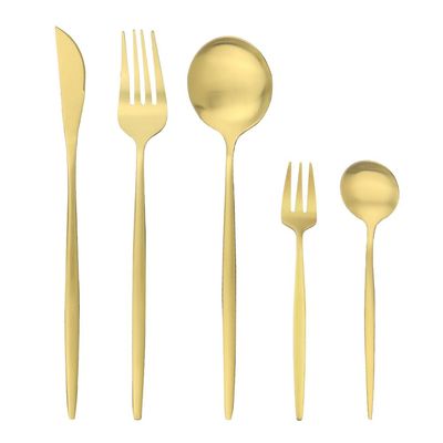 5/20/30/40/50/60 Pieces Creative Stainless Steel Cutlery Set, Matte Pink Silver Fruit Fork, Stainless Steel Cutlery Five-piece Set(Gold,12Set-60Pcs)