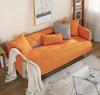 Huierxun Circle Cotton Embroidery Sofa Cover Soft Farmhouse Seat Cushion Cover Quilted Sectional Couch Cover Anti-Slip Sofa Slipcovers Washable Furniture Protector for Dogs Cats Kids (OrangeA,28"x59") view 4