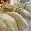 SRURLLUG Floral Duvet Cover Queen Cozy Cotton Bedding Set, Soft Breathable Comforter Cover 4 Piece, with Fresh Flower Pattern Zipper Closure All Season,Green,Queen view 2