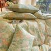SRURLLUG Floral Duvet Cover Queen Cozy Cotton Bedding Set, Soft Breathable Comforter Cover 4 Piece, with Fresh Flower Pattern Zipper Closure All Season,Green,Queen view 3