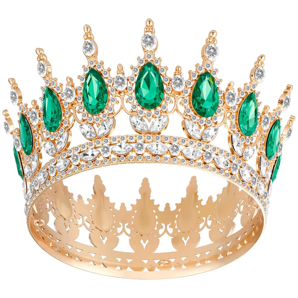Papoopy Crown for Women, Queen Crown Tiara for Birthday Wedding Party Decorations Green