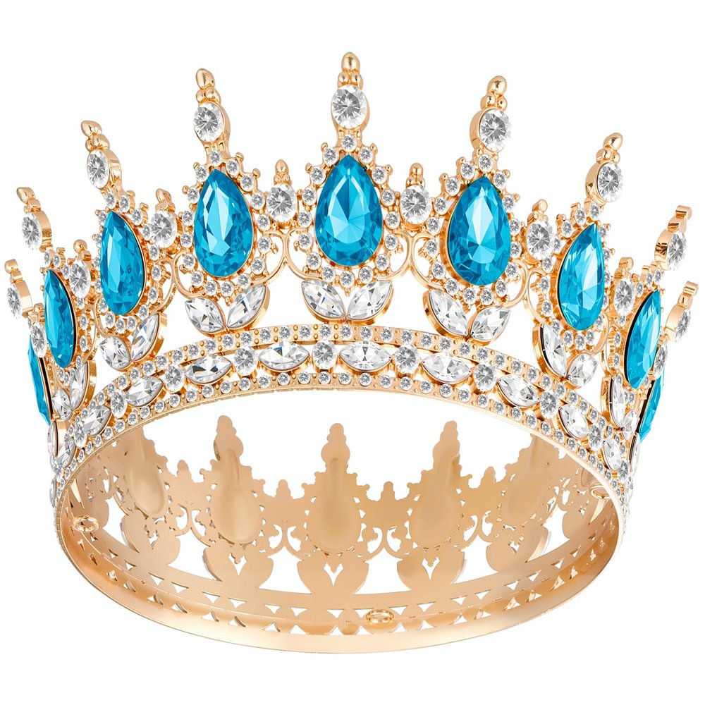 Papoopy Crown for Women, Queen Crown Tiara for Birthday Wedding Party Decorations Blue