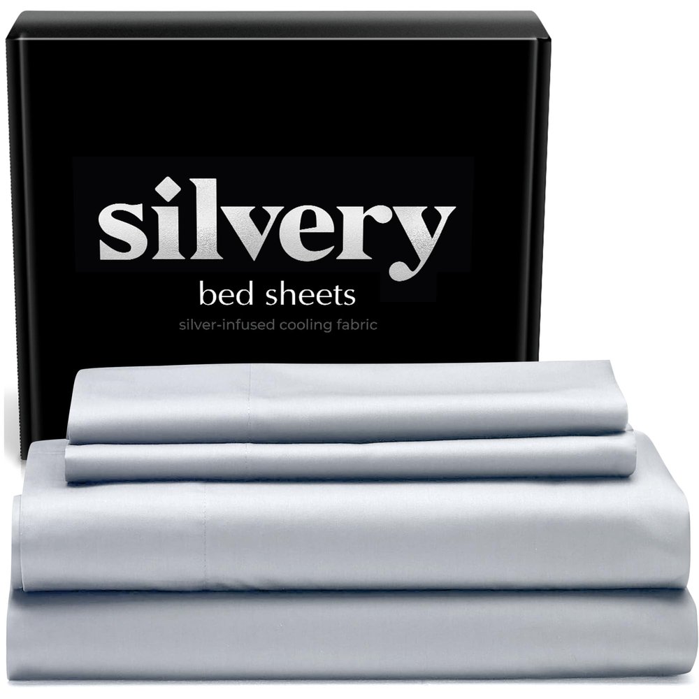Silvery Silver Infused Bed Sheets Set - Award-Winning Self-Cooling Fabric with Self-Cleaning Silvery Technology That Stays Fresh 3X Longer for Hygienic Sleep (Gray, Full)