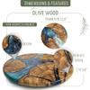 Handmade Olive Wood Round Resin Cheese & Charcuterie Board  Circular Decorative Epoxy Cutting Board with Unique Blue Resin Artwork, Ocean Oasis Design view 2