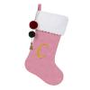 Pxniy 19.5 inches Personalized Velvet Christmas Stocking,Initials Embroidered Letter Christmas Stocking with pom poms, for Fireplace Hanging Decor and Xmas Gift(Pink C) view 1