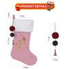 Pxniy 19.5 inches Personalized Velvet Christmas Stocking,Initials Embroidered Letter Christmas Stocking with pom poms, for Fireplace Hanging Decor and Xmas Gift(Pink C) view 3