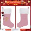 Pxniy 19.5 inches Personalized Velvet Christmas Stocking,Initials Embroidered Letter Christmas Stocking with pom poms, for Fireplace Hanging Decor and Xmas Gift(Pink C) view 4