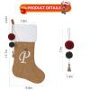 Pxniy 19.5 inches Personalized Velvet Christmas Stocking,Initials Embroidered Letter Christmas Stocking with pom poms, for Fireplace Hanging Decor and Xmas Gift(Gold T) view 3