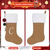 Pxniy 19.5 inches Personalized Velvet Christmas Stocking,Initials Embroidered Letter Christmas Stocking with pom poms, for Fireplace Hanging Decor and Xmas Gift(Gold T) view 4