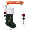 Pxniy 19.5 inches Personalized Velvet Christmas Stocking,Initials Embroidered Letter Christmas Stocking with pom poms, for Fireplace Hanging Decor and Xmas Gift(Green D) view 3
