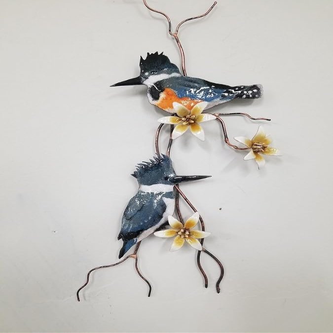 Bovano - Wall Sculpture - Male & Female Kingfisher