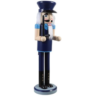 Ciieeo Policeman Nutcracker, Blue Patriotic Nutcracker Figurine Wooden Nutcrackers Christmas Decoration Figures for Tabletop Display 38CM
