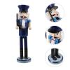 Ciieeo Policeman Nutcracker, Blue Patriotic Nutcracker Figurine Wooden Nutcrackers Christmas Decoration Figures for Tabletop Display 38CM view 2
