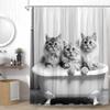 YSSFAV Funny Cat Shower Curtain Cute Animals in Bathtub Modern Creative Grey Bathroom Decor Curtains Set with Hooks, 67" W x 70" H view 1