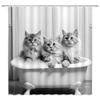YSSFAV Funny Cat Shower Curtain Cute Animals in Bathtub Modern Creative Grey Bathroom Decor Curtains Set with Hooks, 67" W x 70" H view 2
