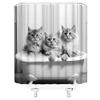 YSSFAV Funny Cat Shower Curtain Cute Animals in Bathtub Modern Creative Grey Bathroom Decor Curtains Set with Hooks, 67" W x 70" H view 3