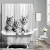 YSSFAV Funny Cat Shower Curtain Cute Animals in Bathtub Modern Creative Grey Bathroom Decor Curtains Set with Hooks, 67" W x 70" H view 4