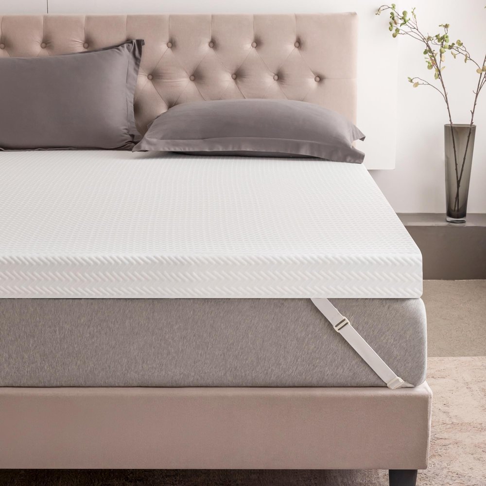 AMICLIBER 3 Inch Plush Queen Gel Memory Foam Mattress Topper, Cooling Bed Topper with Removable Cover, Soft & Pain Relief & Breathable, CertiPUR-US & Oeko-Tex Certified